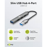 goobay Hub USB delgado de 4 puertos, USB-A a USB-A, USB 3.2 gris claro
