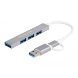 DeLOCK Hub USB delgado de 4 puertos con USB Type-C o USB Tipo-A 