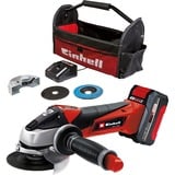 EINHELL Power X-Change Amoladora Angular a Batería TC-AG 18/115 Li Kit, 18Volt rojo/Negro