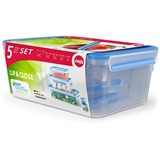 Emsa Clip & Close Rectangular Caja 3,7 L Azul, Transparente 5 pieza(s) transparente/Azul, Caja, Rectangular, 3,7 L, Azul, Transparente, Polipropileno (PP), Elastómero termoplástico (TPE), 0 - 100 °C