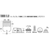 High Peak Tienda túnel Torri 5.0, Tienda de campaña gris oscuro/Verde