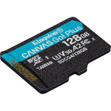 Kingston 128GB microSDXC Canvas Go Plus Gen4 200R A2 U3 Paquete individual sin ADP, Tarjeta de memoria negro, 128 GB, MicroSD, Clase 10, UHS-I, 200 MB/s, 100 MB/s