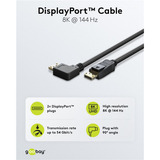 goobay Cable DisplayPort con conector de 90° > conector DisplayPort, 8K / 144Hz negro
