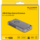 DeLOCK Carcasa para unidad M.2 NVMe USB 40 Gbps estilo gaming, Caja de unidades gris
