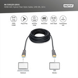 Digitus Cable de fibra óptica híbrido HDMI AOC, UHD 4K negro