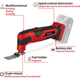 EINHELL Herramienta multifunción inalámbrica Power X-Change TC-MG 18 Li-Solo, 18 Voltios rojo/Negro