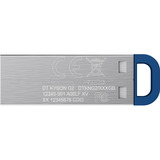 Kingston DataTraveler Kyson 128 GB, Lápiz USB plateado/Azul
