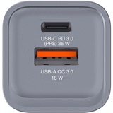 Verbatim GNC-35 Universal Negro, Gris Corriente alterna Carga rápida Interior, Cargador gris, Interior, Corriente alterna, 20 V, Negro, Gris