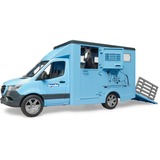 bruder MB Sprinter Transportador de animales con caballo, Automóvil de construcción azul