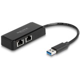 DeLOCK Adaptador USB Tipo-A a 2 x LAN Gigabit, Adaptador de red 