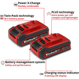 EINHELL Batería Power-X-Change TWIN-PACK 18Volt 4,0Ah rojo/Negro