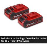 EINHELL Batería Power-X-Change TWIN-PACK 18Volt 4,0Ah rojo/Negro