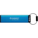 Kingston IronKey Keypad 200C USB-C de 64 GB 200C, FIPS 140-3 nivel 3 AES-256, Lápiz USB FIPS 140-3 nivel 3 AES-256, 64 GB, USB Tipo C, 3.2 Gen 1 (3.1 Gen 1), 280 MB/s, Funda, Azul