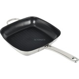 WMF 0748446021 Sartén parrilla Plaza, Pan acero fino/Antracita, Plaza, Sartén parrilla, Acero inoxidable, CeraProtect, 400 °C, Acero inoxidable