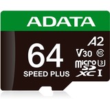 ADATA Speed Plus 64 GB MicroSDXC Clase 10, Tarjeta de memoria 64 GB, MicroSDXC, Clase 10, 160 MB/s, 140 MB/s, Class 3 (U3)
