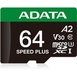 ADATA Speed Plus 64 GB MicroSDXC Clase 10, Tarjeta de memoria 64 GB, MicroSDXC, Clase 10, 160 MB/s, 140 MB/s, Class 3 (U3)