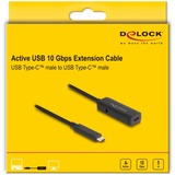 DeLOCK Cable de extensión activo USB 3.2 Gen 2, conector USB-C > toma USB-C, Cable alargador negro