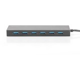 Digitus Concentrador para oficina USB 3.0, 7 puertos, Hub USB 7 puertos, USB 3.2 Gen 1 (3.1 Gen 1) Type-A, USB 3.2 Gen 1 (3.1 Gen 1) Type-A, 5000 Mbit/s, Gris, Aluminio, 1 m
