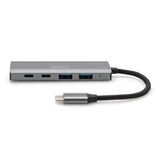 Digitus USB-C 4 puertos 2x USB A + 2x USB-C, Hub USB plateado