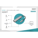 Digitus USB-C 4 puertos 2x USB A + 2x USB-C, Hub USB plateado