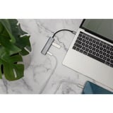 Digitus USB-C 4 puertos 2x USB A + 2x USB-C, Hub USB plateado