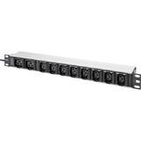 Digitus Regleta de enchufes 19" PDU con perfil de aluminio, 10 salidas, 8x C13, 2x C19 negro/Aluminio