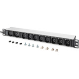 Digitus Regleta de enchufes 19" PDU con perfil de aluminio, 10 salidas, 8x C13, 2x C19 negro/Aluminio