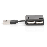 Digitus USB 2.0 4 puertos, Hub USB negro