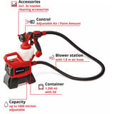 EINHELL Sistema de pulverización de pintura a batería Power X-Change TE-SY 18/90 Li-Solo, 18 Voltios, Arma de aerosol rojo/Negro