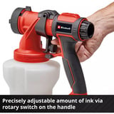 EINHELL Sistema de pulverización de pintura a batería Power X-Change TE-SY 18/90 Li-Solo, 18 Voltios, Arma de aerosol rojo/Negro