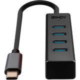 Lindy 43325 hub de interfaz USB 3.2 Gen 1 (3.1 Gen 1) Type-C 5000 Mbit/s Gris, Hub USB USB 3.2 Gen 1 (3.1 Gen 1) Type-C, USB 3.2 Gen 1 (3.1 Gen 1) Type-A, 5000 Mbit/s, Gris, Aluminio, Plástico, 0,3 m