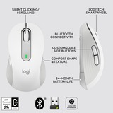 Logitech Signature M650, Ratón blanco, mano derecha, Óptico, Bluetooth, 4000 DPI, Blanco
