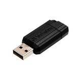 Verbatim PinStripe - Unidad USB de 64 GB - Negro, Lápiz USB negro, 64 GB, USB tipo A, 2.0, 10 MB/s, Deslizar, Negro