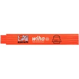 Wiha Flexómetro plegable para electricista Longlife, 2 metros, Bar naranja