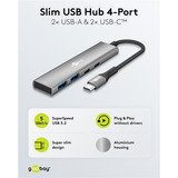 goobay Slim 4-Port USB-C a USB-C/USB-A 5 Gbit/s, Hub USB gris