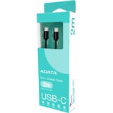 ADATA CACC-200PN-BK cable USB USB 2.0 2 m USB C Negro negro, 2 m, USB C, USB C, USB 2.0, Negro