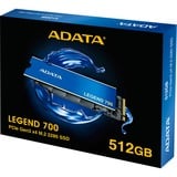 ADATA LEGEND 700 512 GB M.2 PCI Express 3.0 NVMe 3D NAND, Unidad de estado sólido azul/Dorado, 512 GB, M.2, 2000 MB/s
