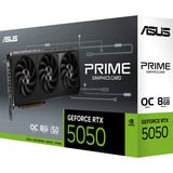 ASUS Prime -RTX5050-O8G NVIDIA GeForce RTX 5050 8 GB GDDR6, Tarjeta gráfica GeForce RTX 5050, 8 GB, GDDR6, 128 bit, 7680 x 4320 Pixeles, PCI Express 5.0
