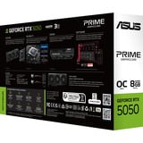 ASUS Prime -RTX5050-O8G NVIDIA GeForce RTX 5050 8 GB GDDR6, Tarjeta gráfica GeForce RTX 5050, 8 GB, GDDR6, 128 bit, 7680 x 4320 Pixeles, PCI Express 5.0
