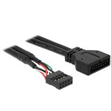DeLOCK Cable adaptador USB 2.0, conector hembra de encabezado de 9 pines > conector macho de encabezado USB 3.2 de 9 pines negro