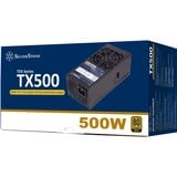 SilverStone TX500 Gold unidad de fuente de alimentación 500 W 20+4 pin ATX TFX Negro, Fuente de alimentación de PC negro, 500 W, 90 - 264 V, 47 - 63 Hz, Activo, 100 W, 499,2 W