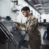 Bosch Lijadora excéntrica a batería GEX 185-LI Professional solo, 18 Voltios, Lijadora orbital azul/Negro