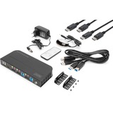 Digitus Conmutador KVM, 2 puertos, 4K60Hz, 2 DP in, 1 DP/HDMI out, Switch KVM negro, 2 puertos, 4K60Hz, 2 DP in, 1 DP/HDMI out, 4096 x 2160 Pixeles, 4K Ultra HD