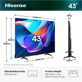 Hisense 43A6S, Televisor LED negro/Gris oscuro