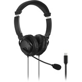 Kensington Auriculares Hi-Fi USB-C con micrófono, Auriculares con micrófono negro, Alámbrico, Llamadas/Música, Auriculares, Negro