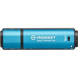 Kingston IronKey 16GB Vault Privacy 50 cifrado AES-256, FIPS 197, Lápiz USB celeste/Negro, FIPS 197, 16 GB, USB tipo A, 3.2 Gen 1 (3.1 Gen 1), 250 MB/s, Tapa, Negro, Azul