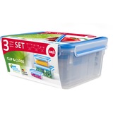 Emsa 508567 recipiente de almacenar comida Rectangular Caja Azul, Translúcido 3 pieza(s) transparente/Azul, Caja, Rectangular, Azul, Translúcido, Polipropileno (PP), Elastómero termoplástico (TPE), Alemania, 1000 ml