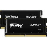 Kingston FURY FURY 32GB 6000MT/s DDR5 CL38 SODIMM (Kit de 2) Impact XMP, Memoria RAM negro, 32 GB, 2 x 16 GB, DDR5, 262-pin SO-DIMM, Negro