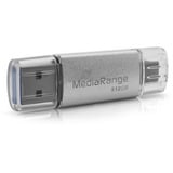 MediaRange Memoria USB combo 512 GB, Lápiz USB plateado/Transparente