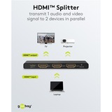 goobay Divisor HDMI 1 a 2 (4K @ 60Hz), Splitter HDMI negro